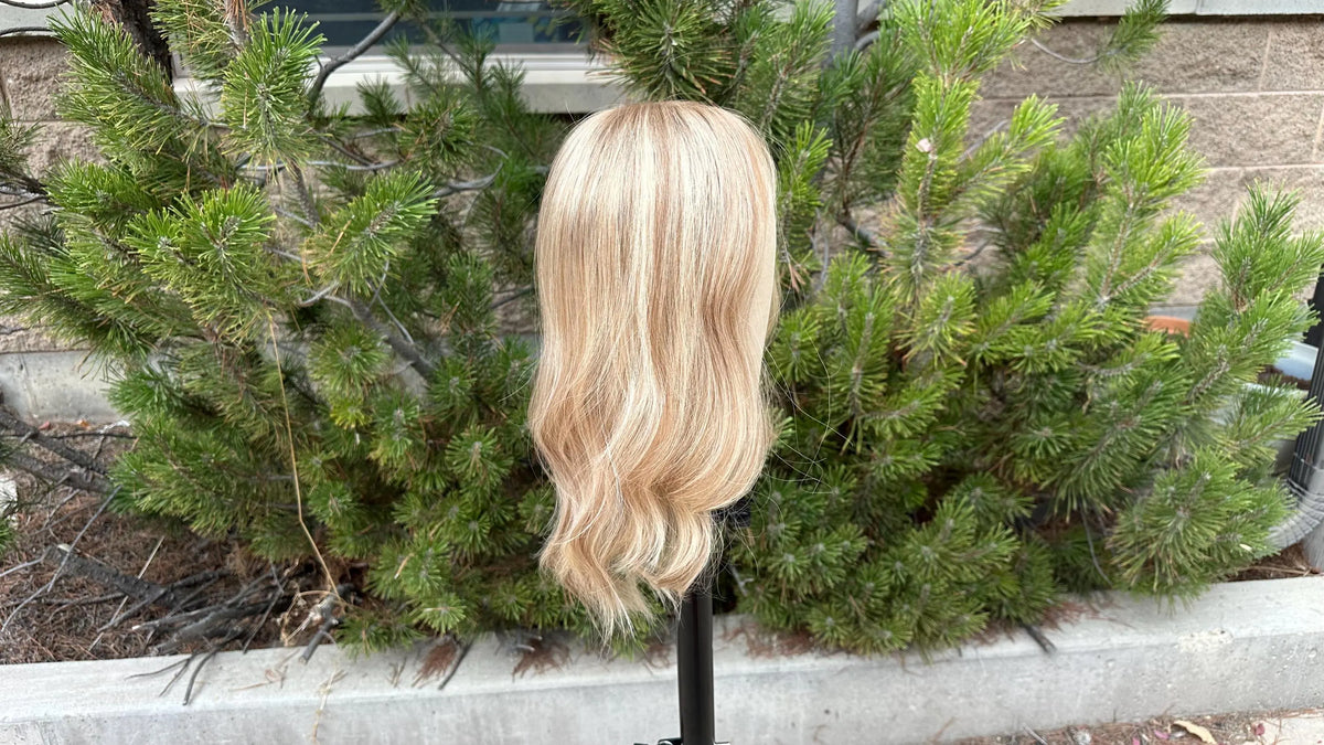 Large Closed Lace Hair Topper – Beige Neutral Blonde